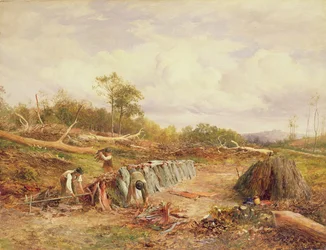 Apilando la corteza de roble